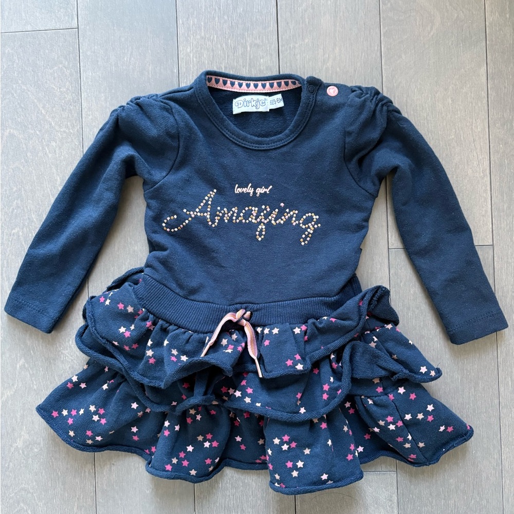 Baby Girl Navy Blue Dress, 3-6M